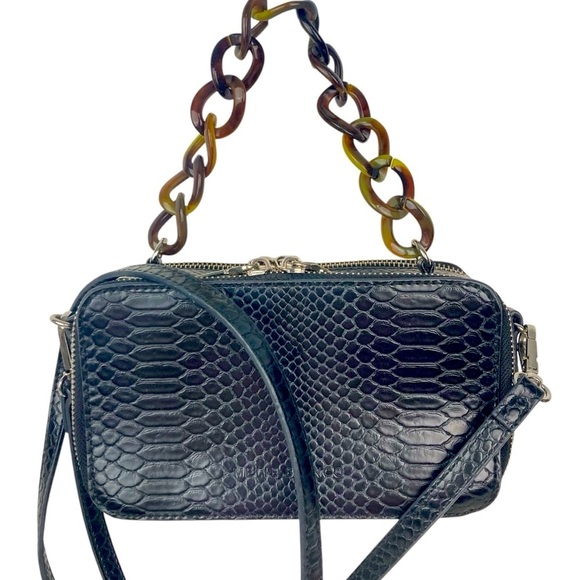 MELIE BIANCO Demi Snake Crossbody Bag with Acrylic Links Top Handle - Picture 6 of 14